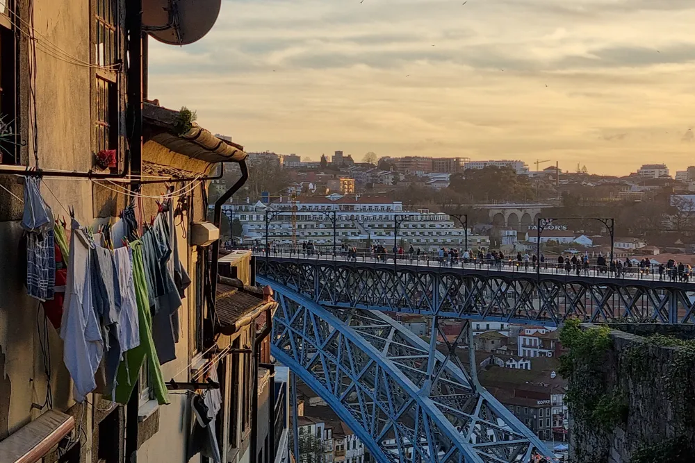 Ponte Luís I tijdens zonsondergang - Porto